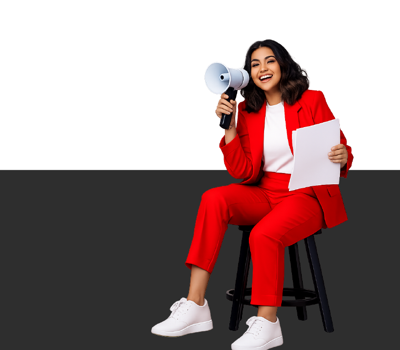 Creative marketing professional with megaphone